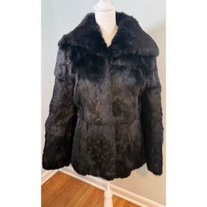 Vintage Niki Rabbit Fur Coat Med 70s Bell Sleeve Wide Collar Hong Kong Mob Wife